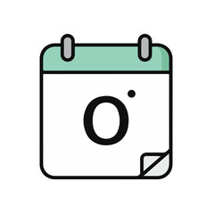 A minimal illustration of calendar with "O" letter. 