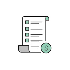 Illustration of a financial document with a dollar sign, concept for expenses.