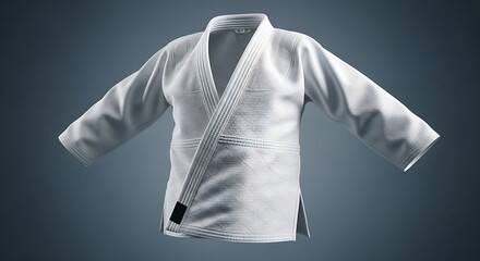 High-Quality White Martial Arts Gi Top (Kimono) for Judo, Brazilian Jiu-Jitsu, and Other Combat Sports Training, Isolated Studio Product Shot