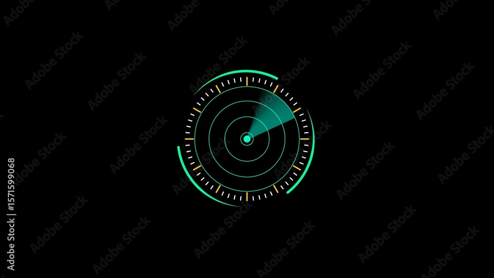 Poster futuristic radar screen ui element displaying data on a black background suitable for technological 