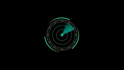 Naklejka premium Futuristic radar screen ui element displaying data on a black background suitable for technological concepts and design purposes.