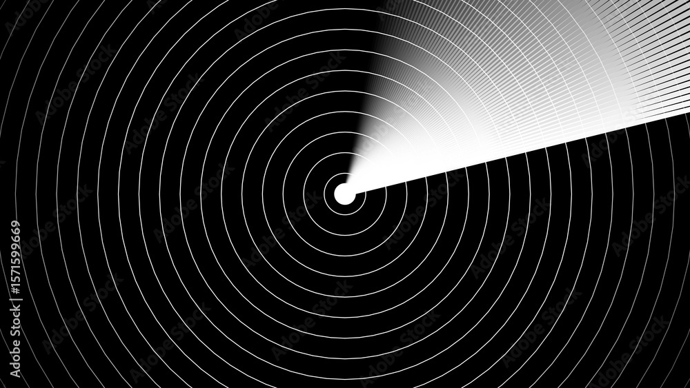 Aufkleber abstract radar sweep illustration depicting concentric circles and a beam of light against a black b