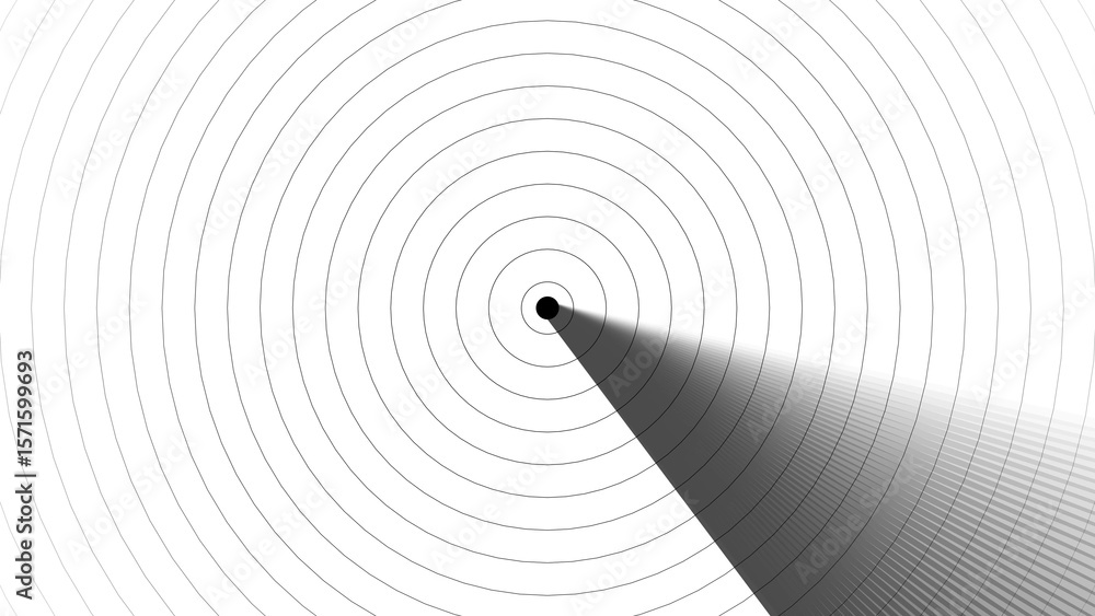 Poster abstract geometric illustration featuring concentric circles radial pattern and a shadow gradient ef