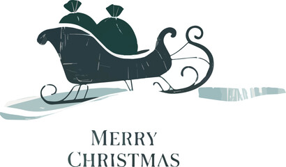 Festive sleigh laden with sacks of colorful gifts perfect for holiday designs