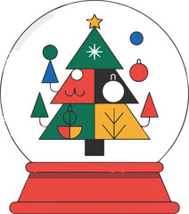 Charming snow globe illustrations with festive winter scenes and decorative elements
