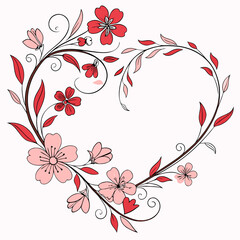 Heart-shaped Flower Frame wedding vector element, perfect for invitations, decor, and digital design. High-quality AI file for creative projects.