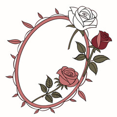 Oval Rose Frame wedding vector element, perfect for invitations, decor, and digital design. High-quality AI file for creative projects.