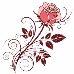 Romantic Rose Flourish  wedding vector element, perfect for invitations, decor, and digital design. High-quality AI file for creative projects.