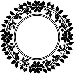 Round Floral Frame  wedding vector element, perfect for invitations, decor, and digital design. High-quality AI file for creative projects.