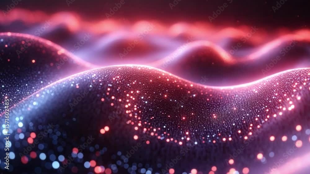 Poster digital nebula: an abstract digital artwork portrays an ethereal, undulating landscape of light, its