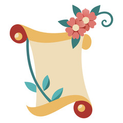 Vintage Corner Scroll with Flowers  wedding vector element, perfect for invitations, decor, and digital design. High-quality AI file for creative projects.