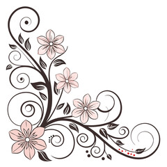 Vintage Corner Scroll with Flowers  wedding vector element, perfect for invitations, decor, and digital design. High-quality AI file for creative projects.