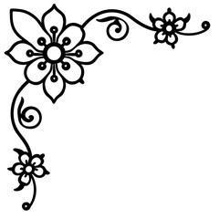 Vintage Corner Scroll with Flowers  wedding vector element, perfect for invitations, decor, and digital design. High-quality AI file for creative projects.