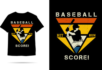 Baseball hit run score silhouette tshirt design
