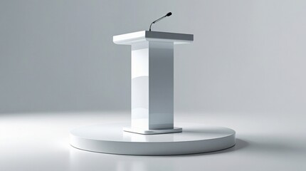  White empty podium in PNG format with transparent background, clean stage design for product mockup and display 