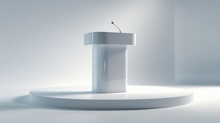  White empty podium in PNG format with transparent background, clean stage design for product mockup and display 