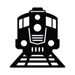 Train Front View Silhouette Icon Vector Illustration