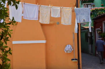 clothes drying on a clothesline