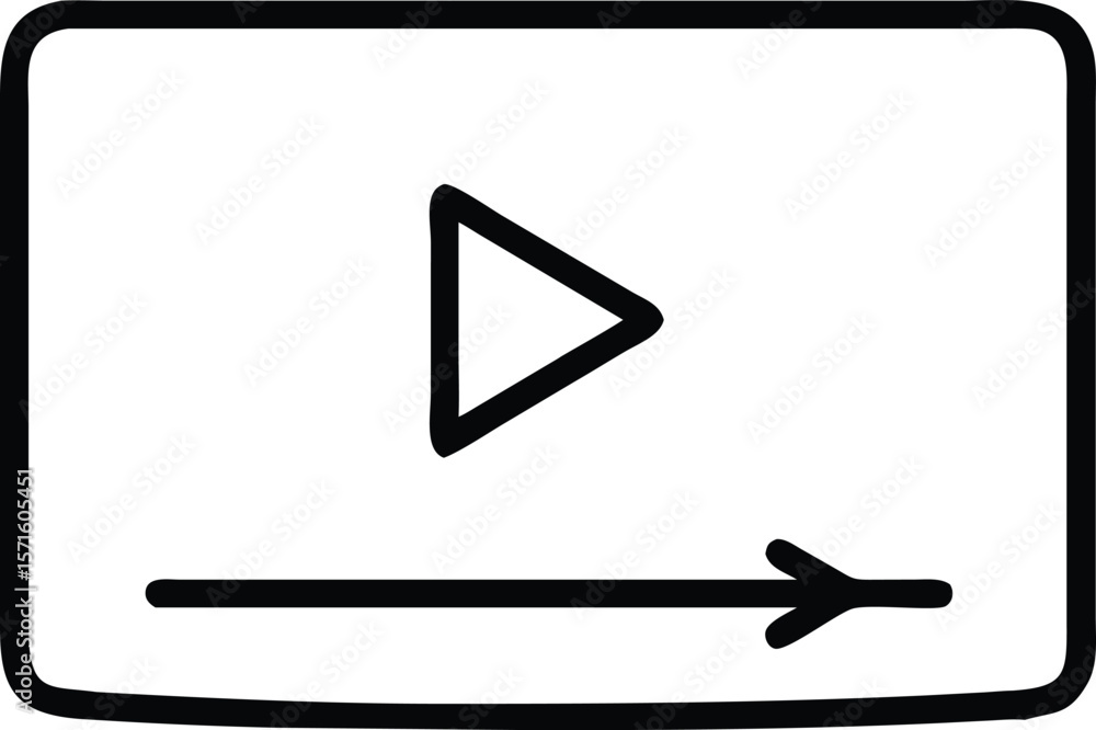Aufkleber simple video player interface icon, modern media playback button, minimalist design element for webs
