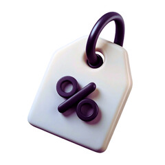 3d rendered tag with percentage symbol for discounts and sales
