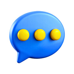 Blue speech bubble with three yellow dots indicating conversation
