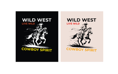  A cowboy illustration featuring a classic western theme. The artwork includes traditional cowboy and t-shirt designs with content related to the Wild West or country lifestyle.
