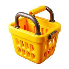 Bright yellow shopping basket with black handle and accents