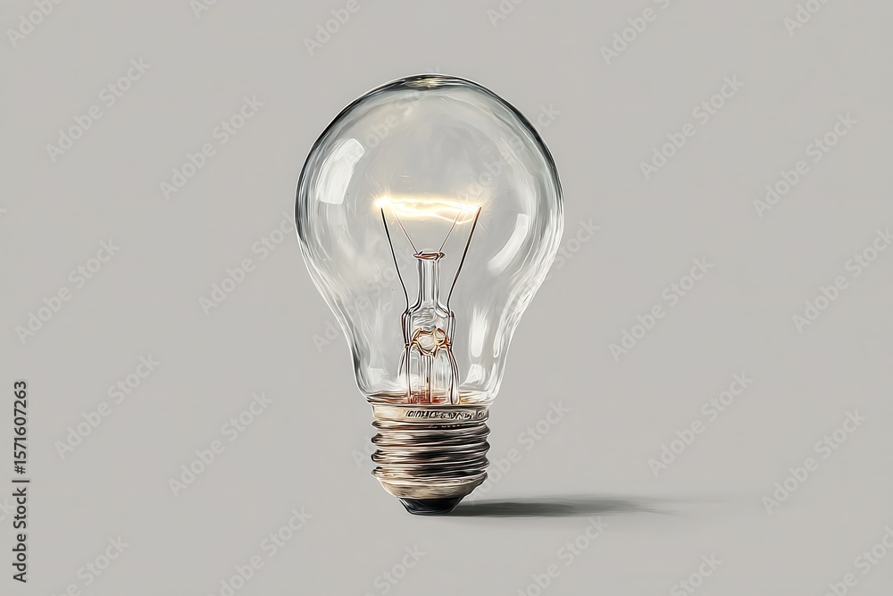 Aufkleber creative digital illustration showcasing a glowing light bulb on a neutral background, highlighting 