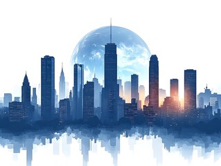 Obraz premium Modern Cityscape Silhouette, Global Perspective
