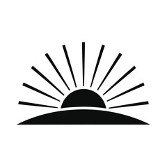 Abstract Sunrise Icon, Simple, Bold, Black Silhouette Graphic Design, Minimalist Style, Hopeful and Optimistic Mood, Perfect for Branding and Web Design Projects.