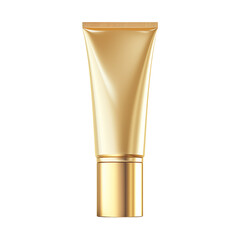 Elegant golden tube mockup with transparent background for cosmetic product