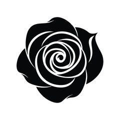 Abstract Black and White Rose Illustration, Elegant, Swirling Petals, Dramatic, Stylish Floral Design, Vector Graphic, Modern Art.