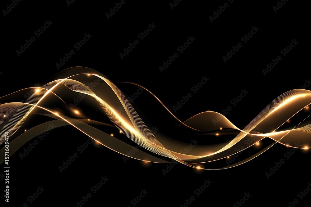 Poster abstract gold wave design creates an elegant visual experience on a black background featuring smoot