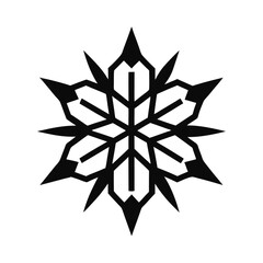 Abstract Black and White Geometric Snowflake Design, Sharp, Angular, Cold Winter Theme.
