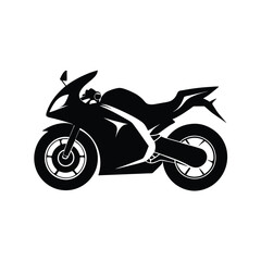 Stylish Black and White Sportbike Silhouette, Powerful, Dynamic, and Sleek Motorcycle Design Illustration.