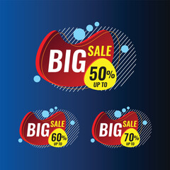 50% Discount banner on blue background, Big Sale 60% Discount Banner, 70% Discount poster template,