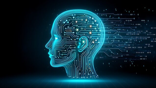 Artificial Intelligence Brain Circuit, Electronic Mind Data Stream Communication Network, Digital Intelligence Data Computing Machine Learning