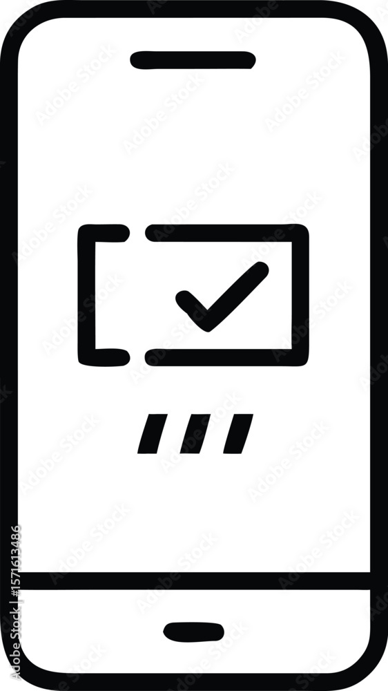Poster Mobile Phone App Interface with Check Mark and Loading Indicator Icon Design