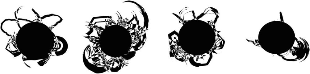 A set of Abstract grunge energy ball vector illustration with dynamic shapes and vivid colors