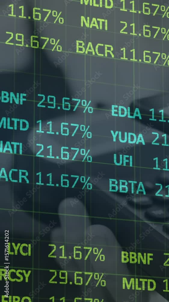 Poster animation of financial data processing over payment terminal