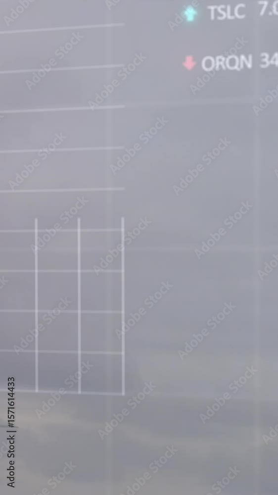 Poster animation of financial data processing over wind turbines