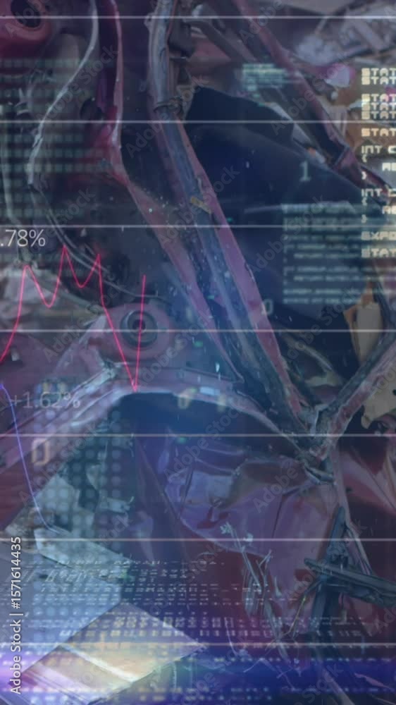 Poster animation of data processing over rubbish dump