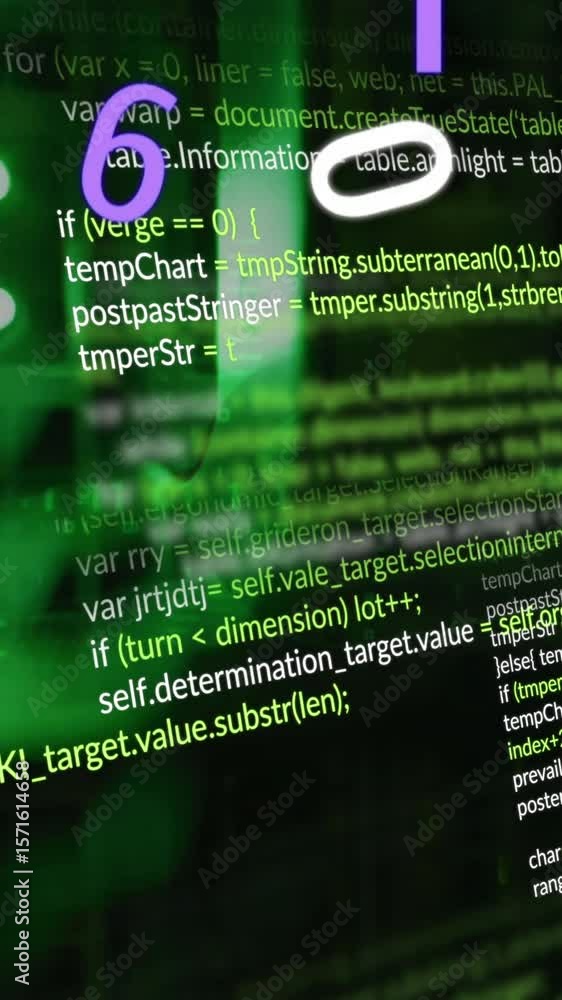 Poster animation of numbers and data processing over computer servers
