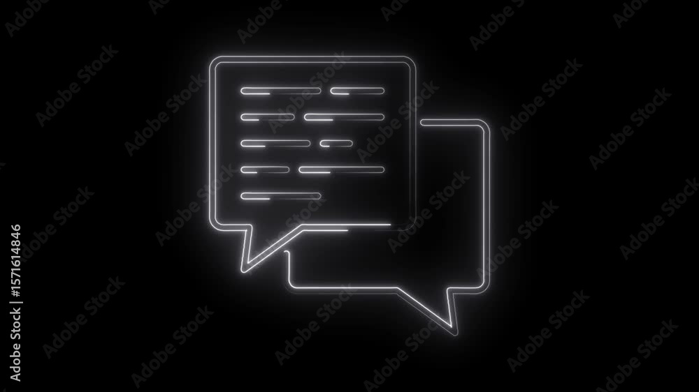Aufkleber neon chat bubbles animation on black background for communication and messaging concepts