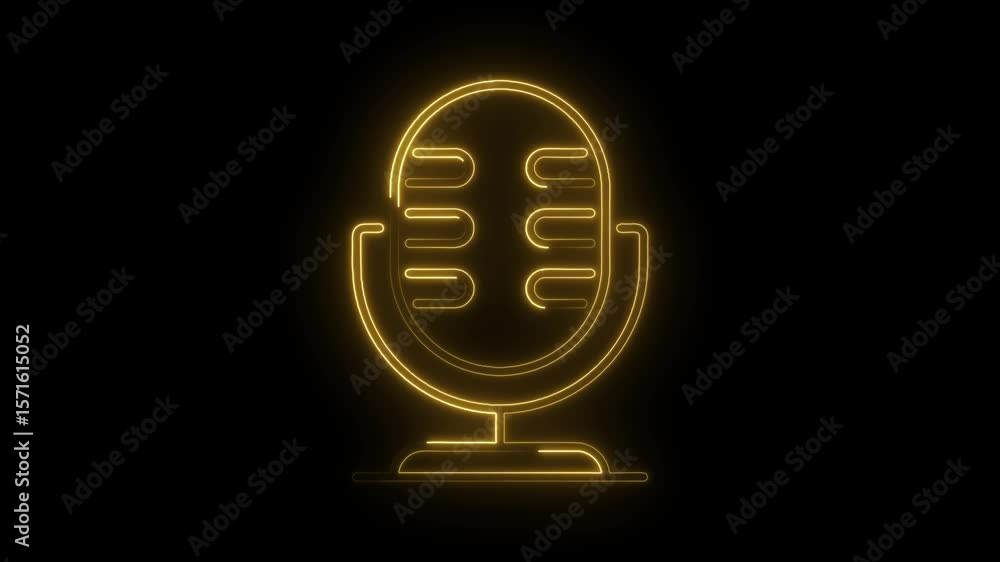 Poster glowing microphone animation with dynamic lighting on a black background for radio shows