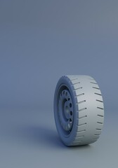 Vertical Illustration. close up of tire car wheel. Minimal 3d illustration with copy space. 