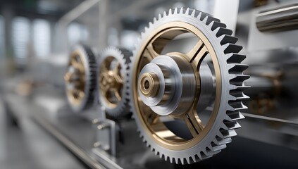 A macro shot reveals the intricate details of a watch mechanism with interlocking silver and gold gears, showcasing precision engineering and movement