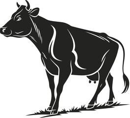 Fototapeta premium Cows Grazing on Open Field with Trees and Hills