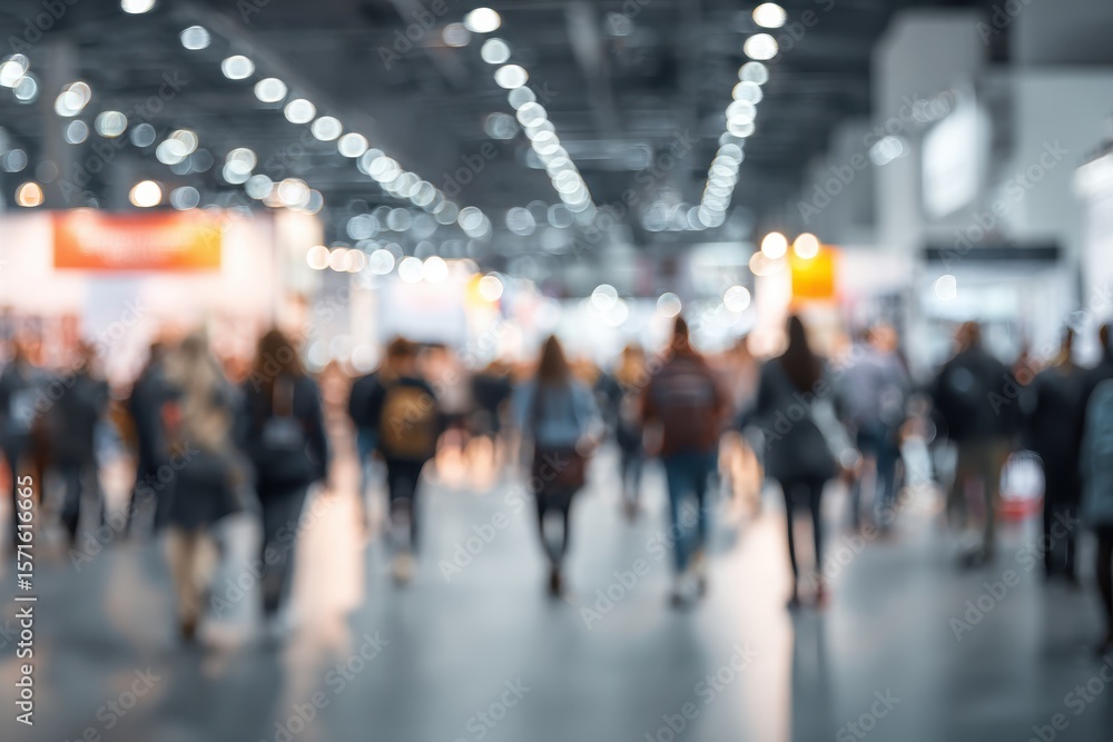 Poster busy expo floor filled with attendees exploring various booths and displays during a vibrant convent