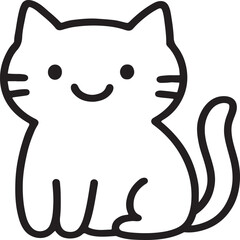  Cute Cat Sunburst Outline -vector illustration